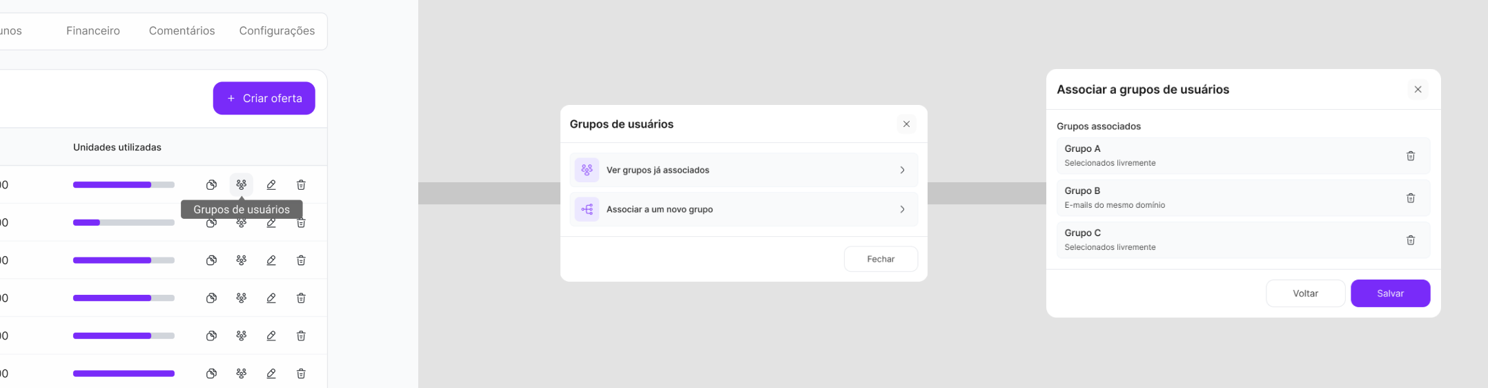 Associar item a grupo